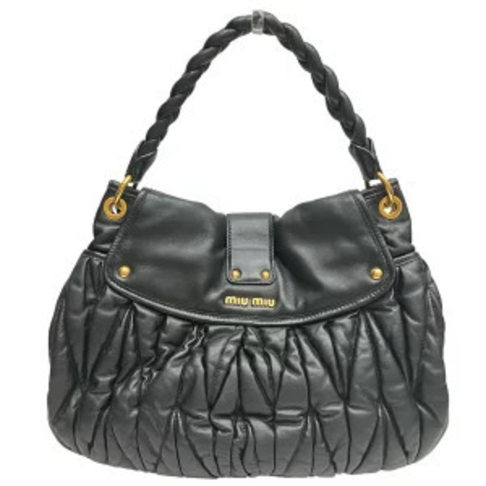 Miu Miu lambskin shoulder bag Matelasse Black